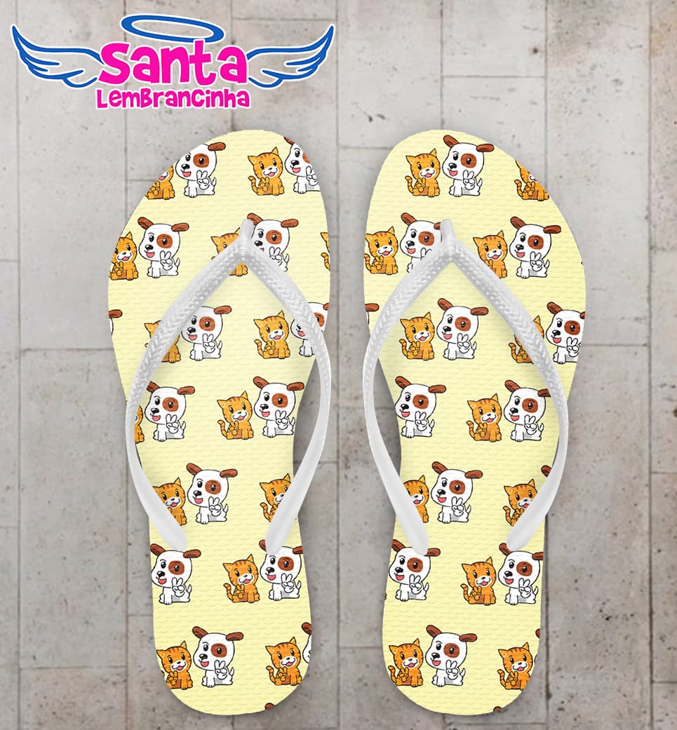 Chinelo Fundo de Cachorro e Gatinho Personalizado COD 9960