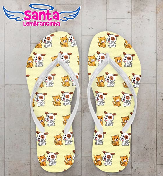 Chinelo Fundo de Cachorro e Gatinho Personalizado COD 9960