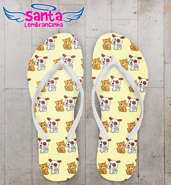 Chinelo Fundo de Cachorro e Gatinho Personalizado COD 9960