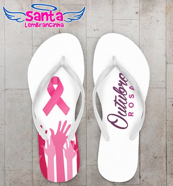 Chinelo Outubro Rosa Personalizado COD 9972