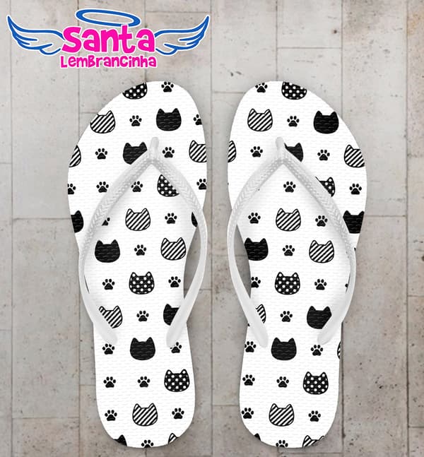 Chinelo Fundo com Gatos Personalizado COD 10000