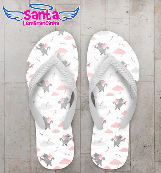 Chinelo Gatinhos Cupidos com Coração Personalizado COD 9997