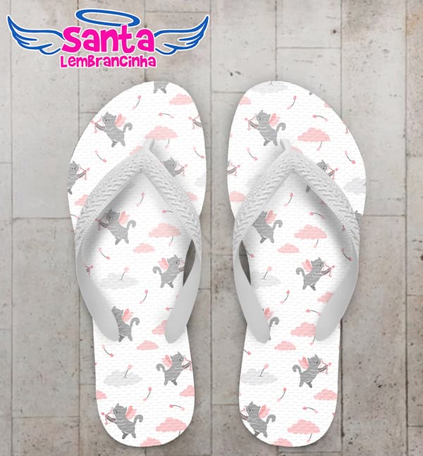 Chinelo Gatinhos Cupidos com Coração Personalizado COD 9997