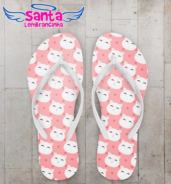 Chinelo Gatinhos com Fundo Rosa Personalizado COD 9989