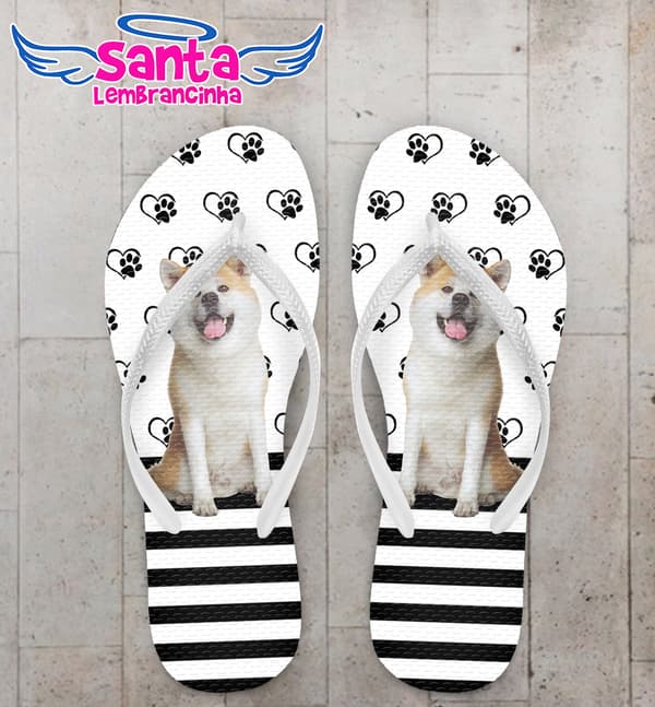 Chinelo Cachorro com Fundo de Coração Personalizado COD 9957