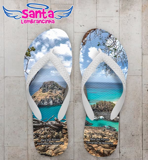 Chinelo Souvenir Turístico Baía dos Porcos Fernando de Noronha Personalizado COD 10060