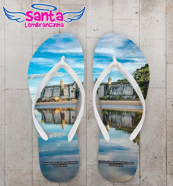Chinelo Souvenir Turístico Fortaleza Nossa Senhora dos Prazeres Personalizado COD 10059