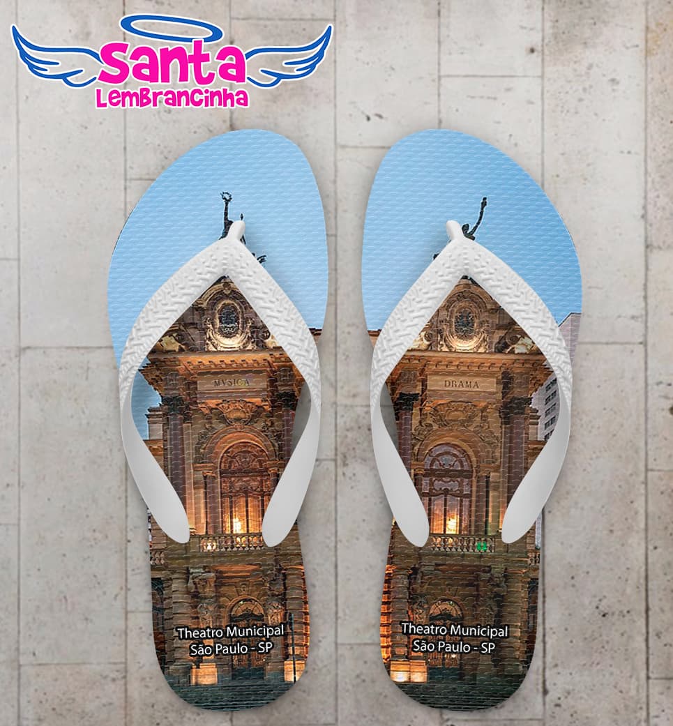Chinelo Souvenir Turístico Theatro Municipal de São Paulo Personalizado COD 10030