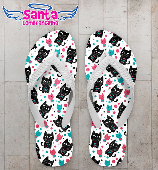 Chinelo de Gatinhos Personalizado COD 9988