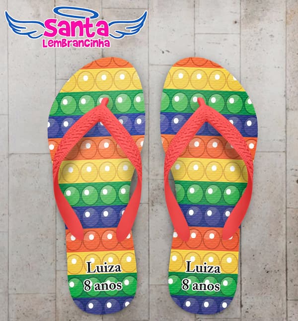 Chinelo Infantil Pop It Colorido Personalizado COD 10180