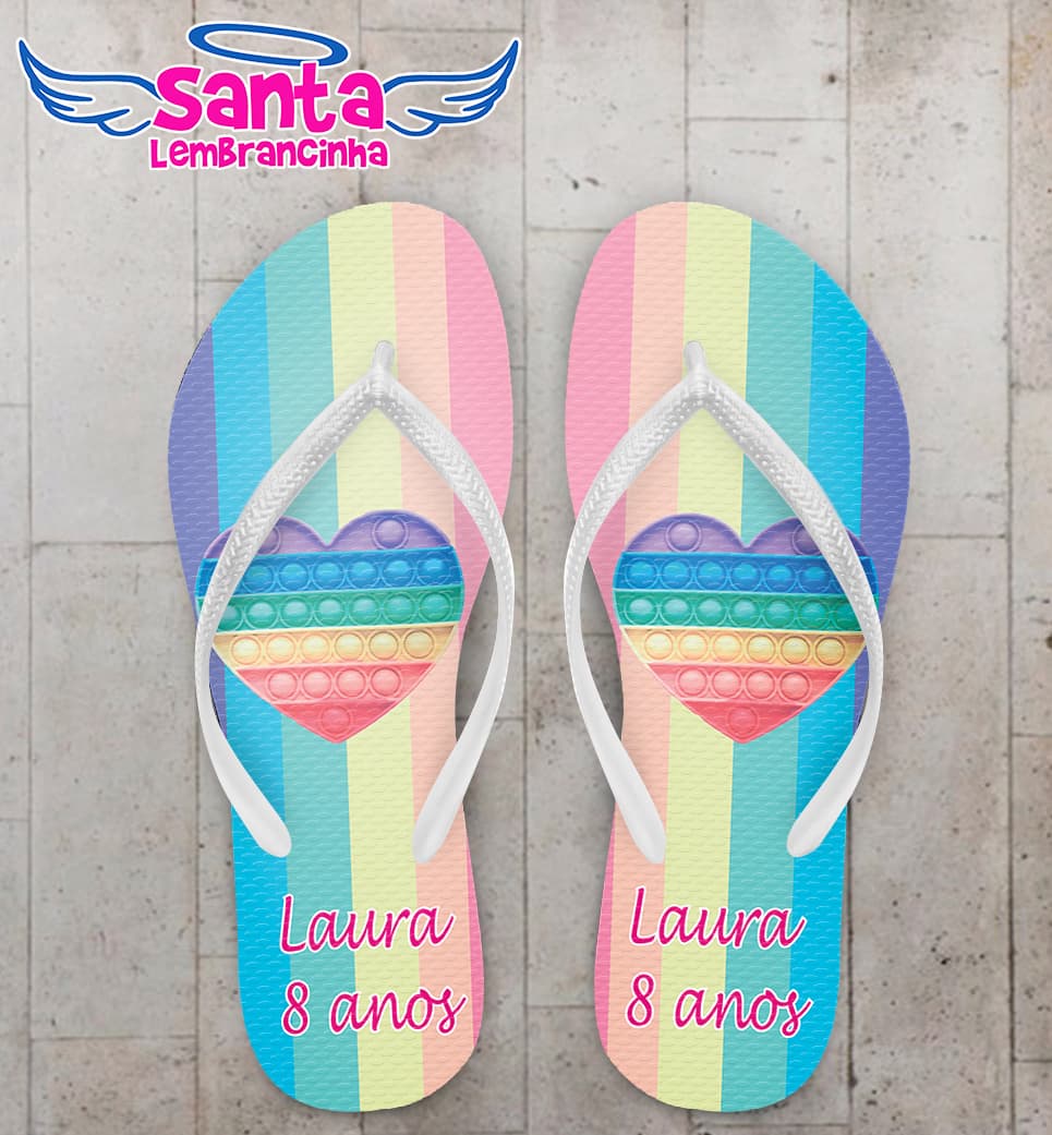 Chinelo Infantil Pop It Coração Personalizado COD 10181