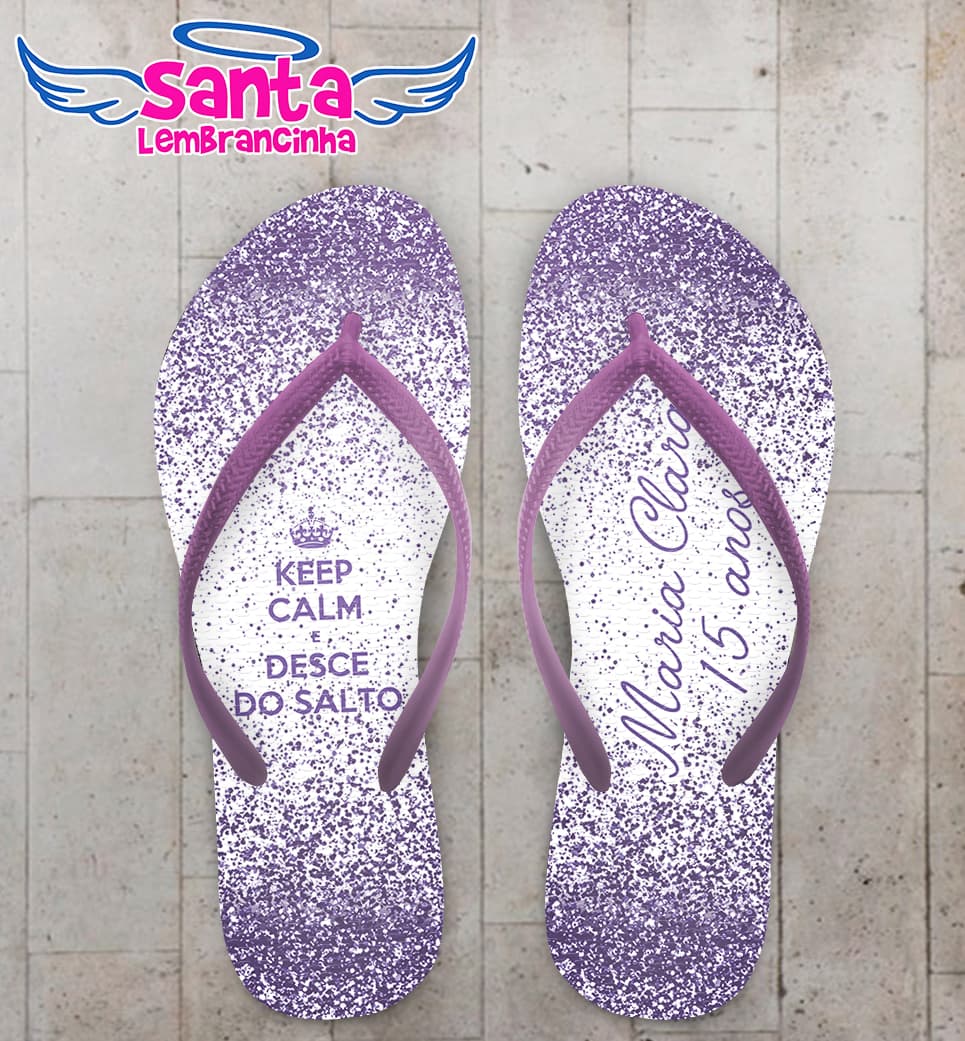 Chinelo 15 Anos Glitter Roxo Personalizado COD 10199