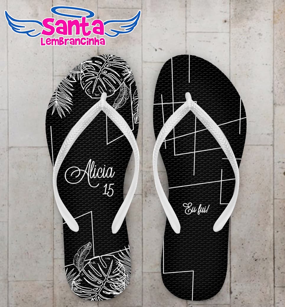 Chinelo 15 Anos Linhas e Folhagem Personalizado COD 10196