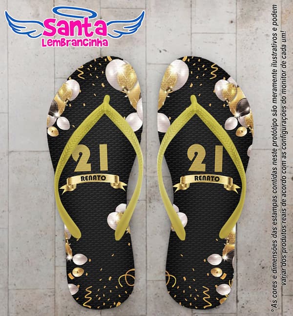Chinelo Aniversário Balões Personalizado COD 10215