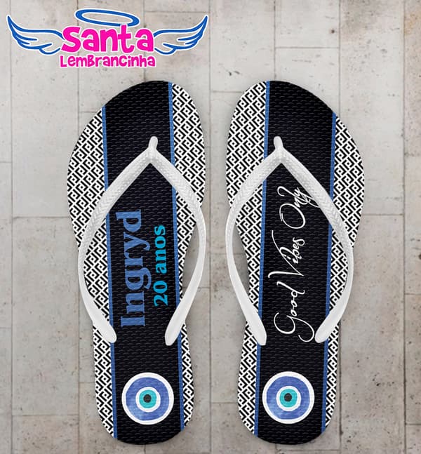 Chinelo Aniversário Olho Grego Personalizado COD 10214