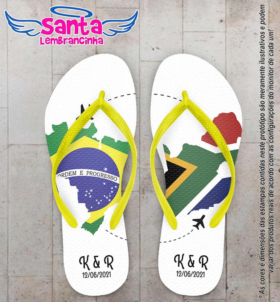 Chinelo Casamento Brasil África do Sul Personalizado COD 10265