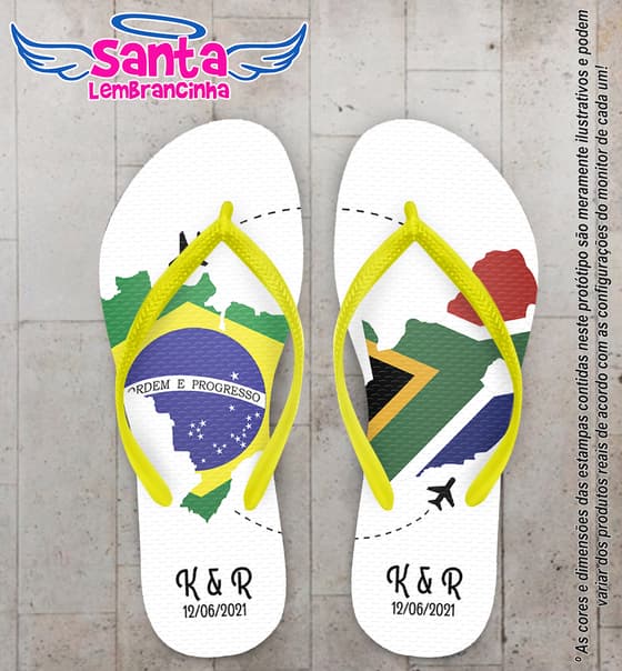 Chinelo Casamento Brasil África do Sul Personalizado COD 10265