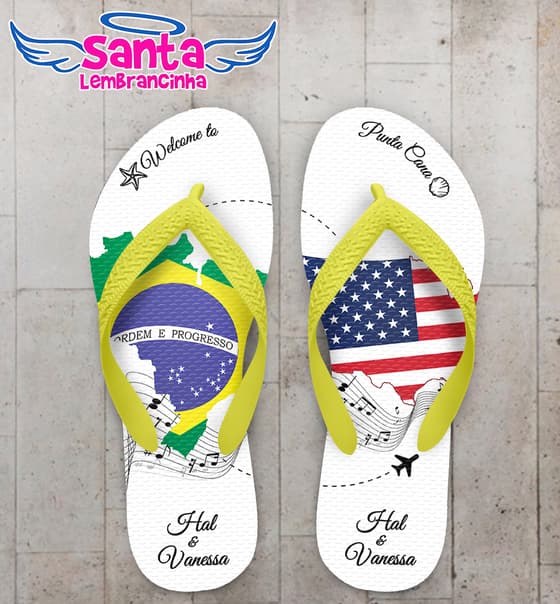 Chinelo Casamento Brasil EUA Personalizado COD 10223