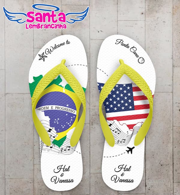 Chinelo Casamento Brasil EUA Personalizado COD 10223