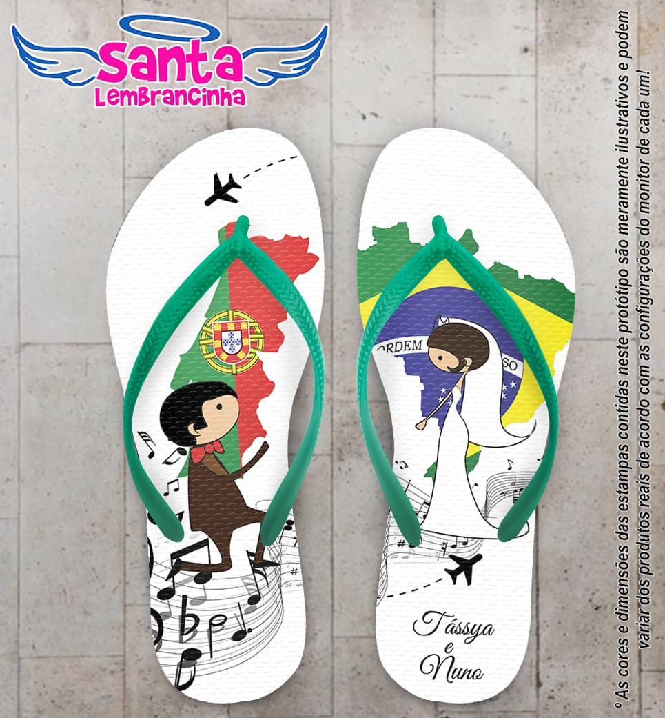 Chinelo Casamento Brasil Portugal Noivinhos Personalizado COD 10267