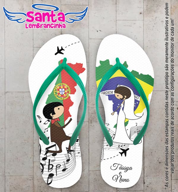 Chinelo Casamento Brasil Portugal Noivinhos Personalizado COD 10267