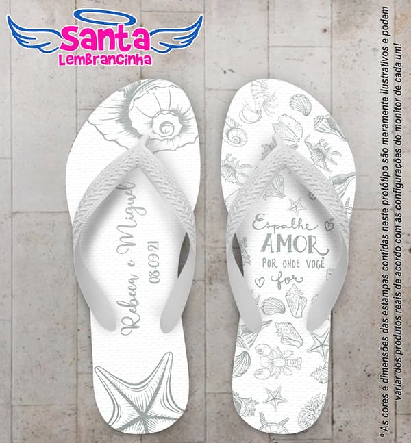 Chinelo Casamento Concha Personalizado COD 10243