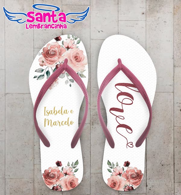 Chinelo Casamento Floral Love Personalizado COD 10305