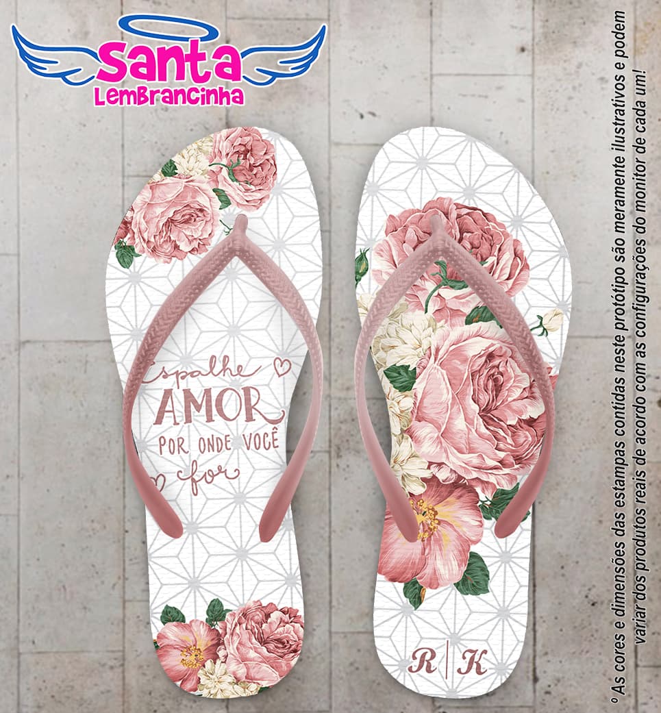 Chinelo Casamento Floral Personalizado COD 10244