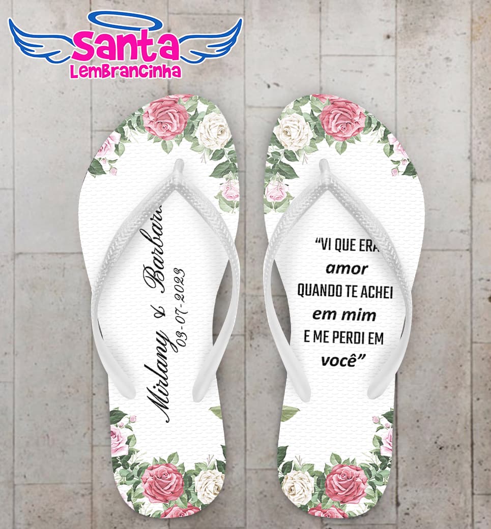 Chinelo Casamento Floral Personalizado COD 10314