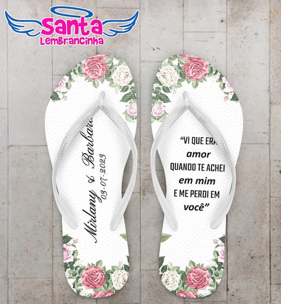 Chinelo Casamento Floral Personalizado COD 10314