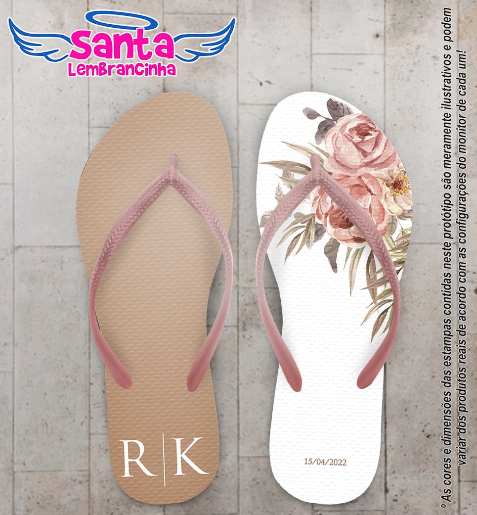Chinelo Casamento Floral personalizado COD 10274