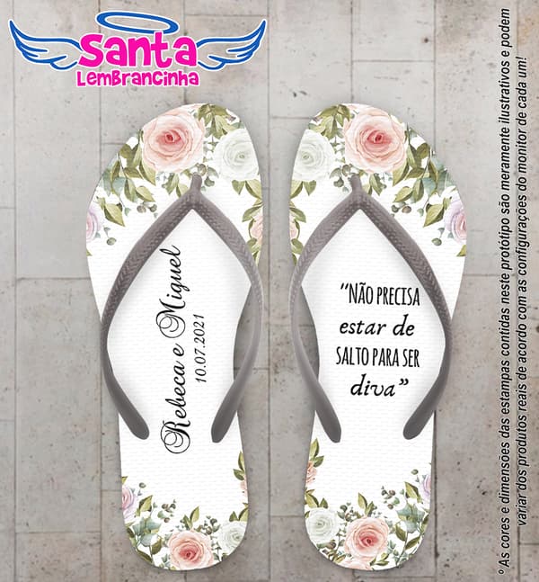 Chinelo Casamento Floral Personalizado COD 10241