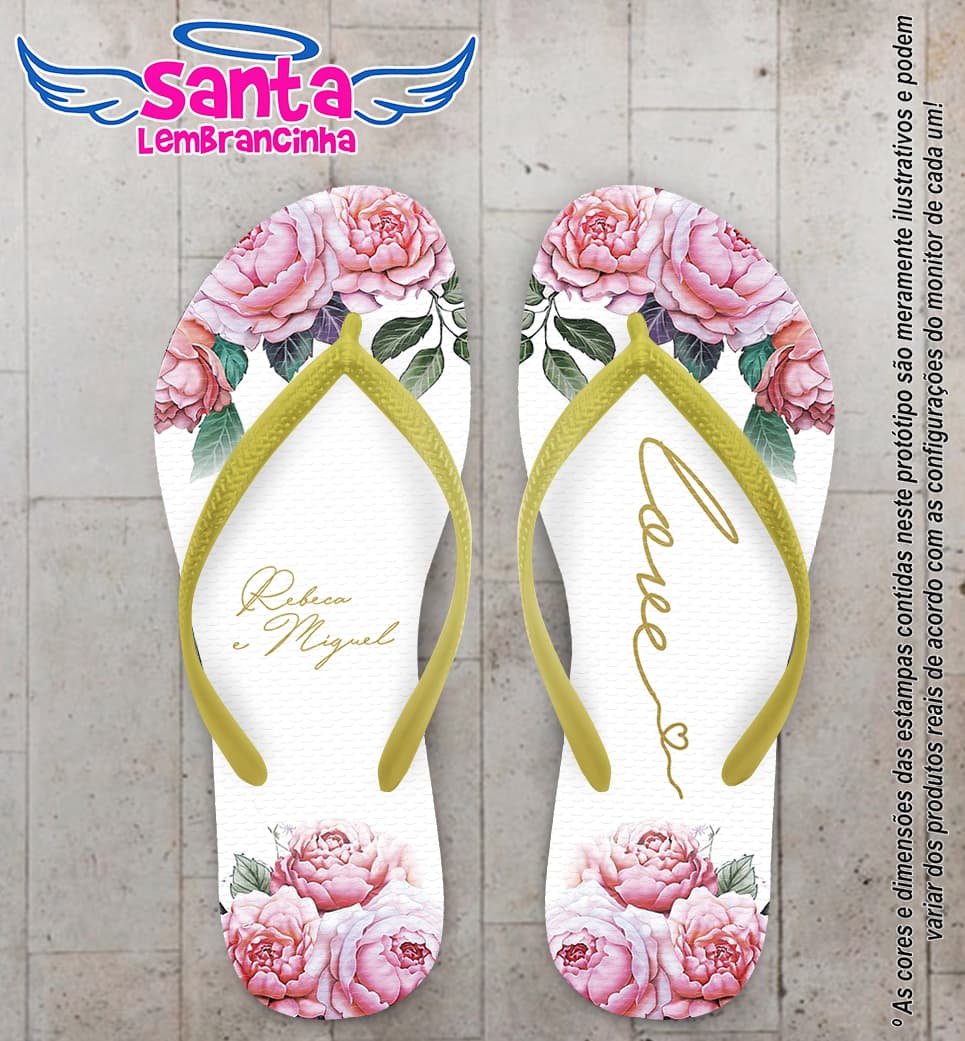 Chinelo Casamento Floral Personalizado COD 10242