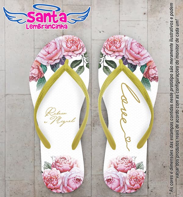 Chinelo Casamento Floral Personalizado COD 10242