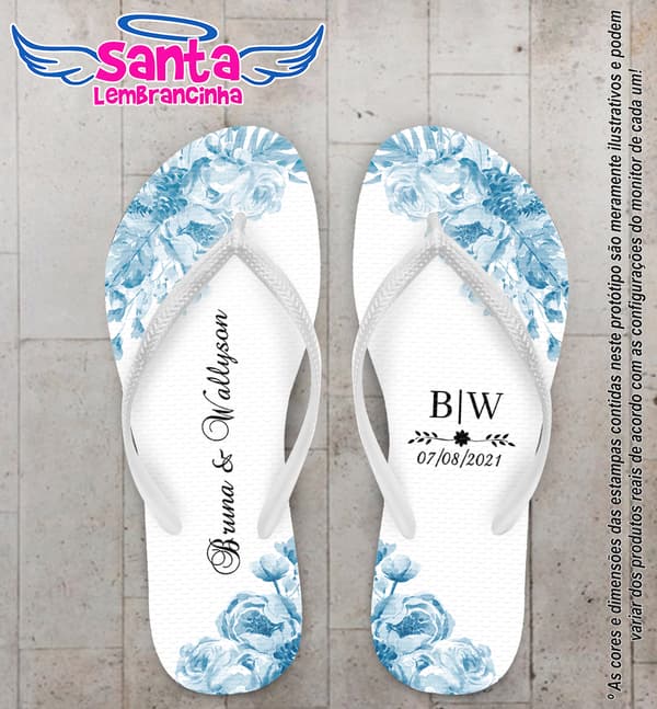 Chinelo Casamento Floral Personalizado COD 10254