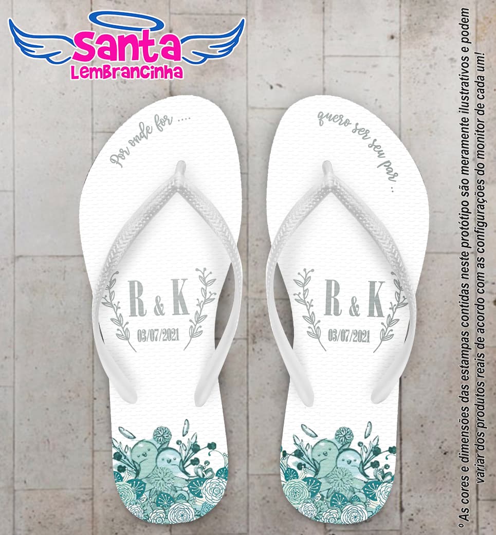 Chinelo Casamento Floral Personalizado COD 10266