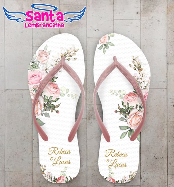 Chinelo Casamento Floral Personalizado COD 10289