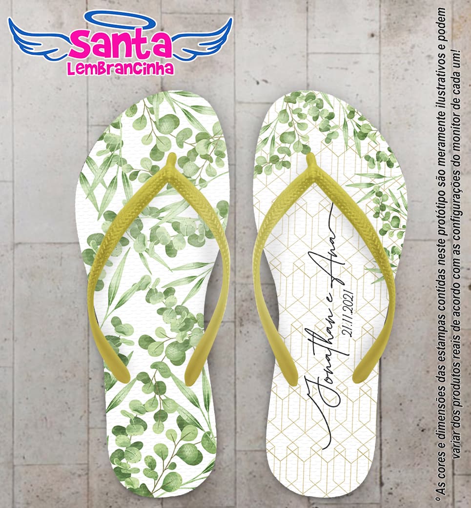 Chinelo Casamento Floral Personalizado COD 10256