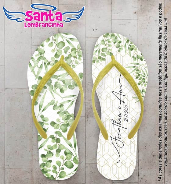 Chinelo Casamento Floral Personalizado COD 10256