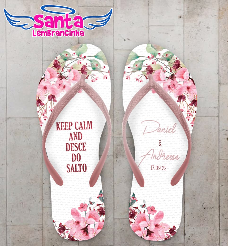 Chinelo Casamento Floral Personalizado COD 10288