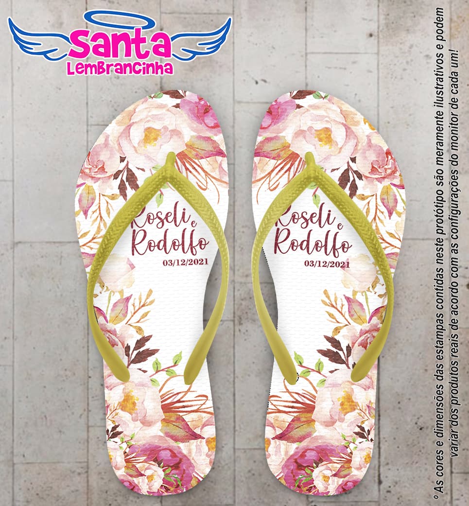 Chinelo Casamento Flores Personalizados COD 10235