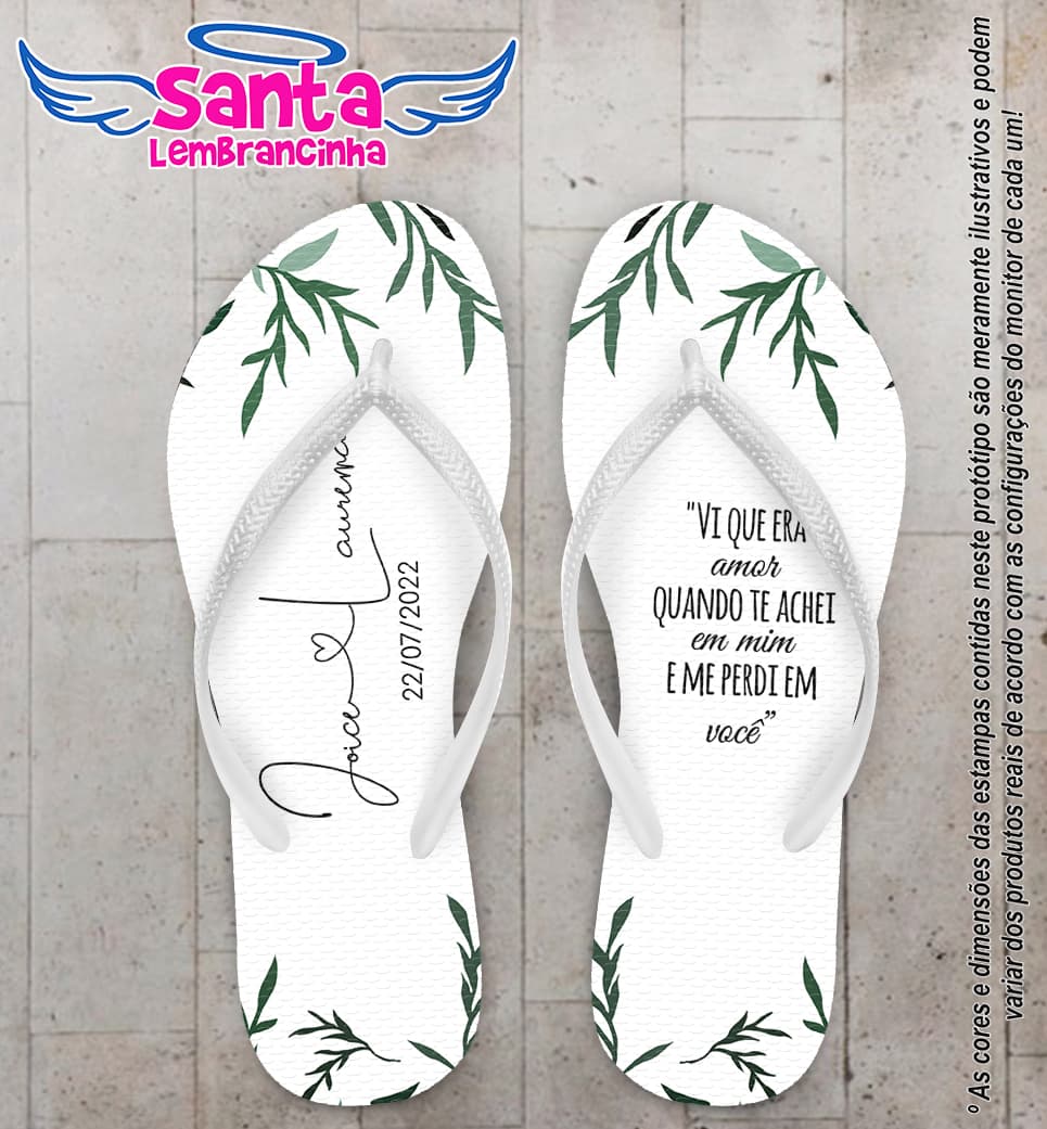 Chinelo Casamento Folhagens Personalizado COD 10276