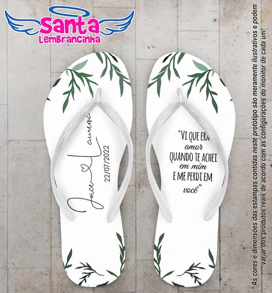 Chinelo Casamento Folhagens Personalizado COD 10276