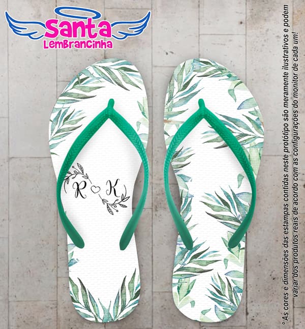 Chinelo Casamento Folhagens Personalizado COD 10278