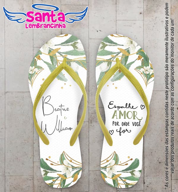 Chinelo Casamento Folhagens Personalizado COD 10272