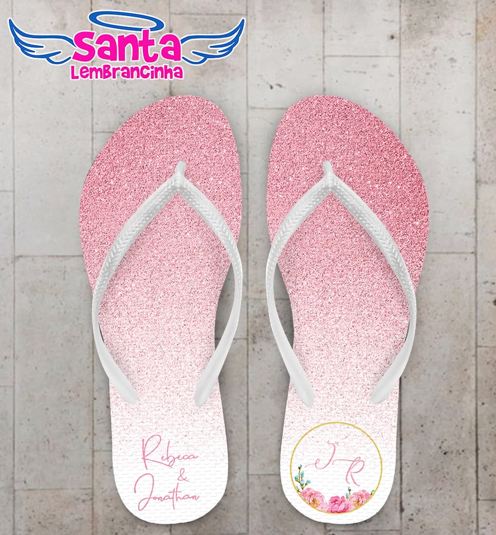 Chinelo Casamento Glitter Degradê Persoonalizado COD 10313