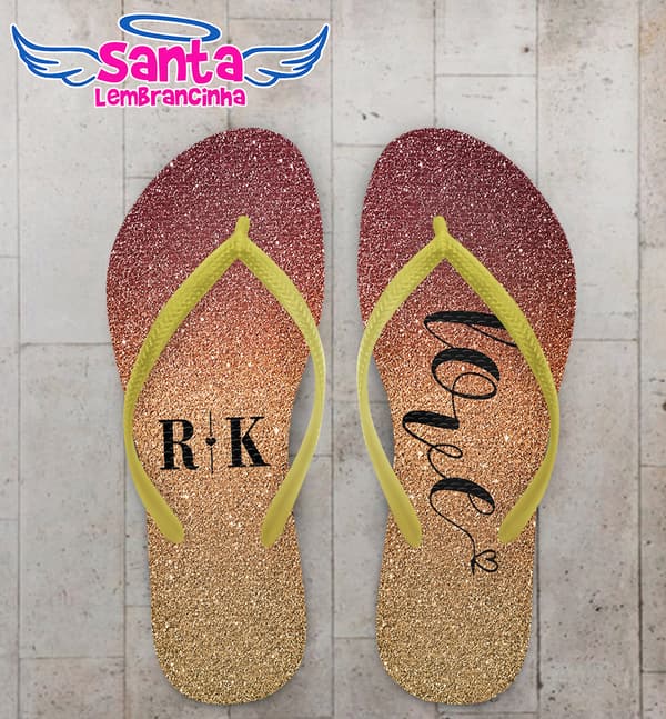 Chinelo Casamento Glitter Personalizado COD 10301