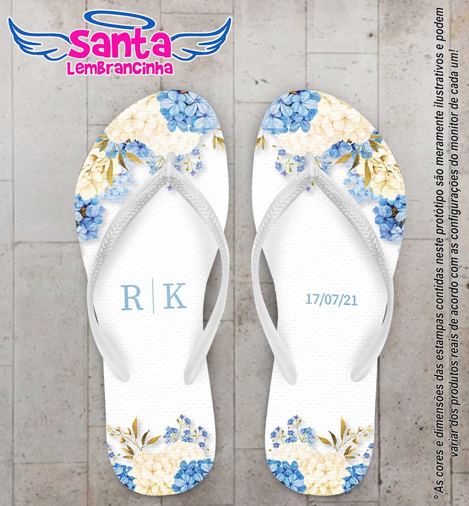 Chinelo Casamento Hortênsia Floral Personalizado COD 10238