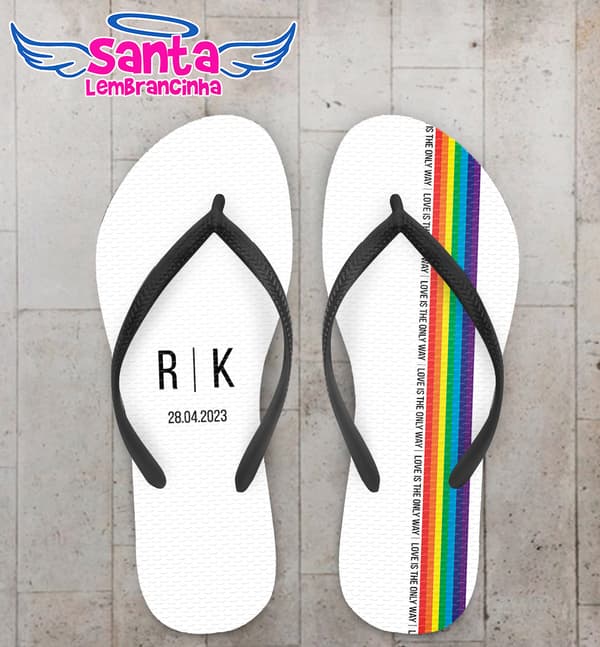 Chinelo Casamento LBGTQ Arco Íris Personalizado COD 10227