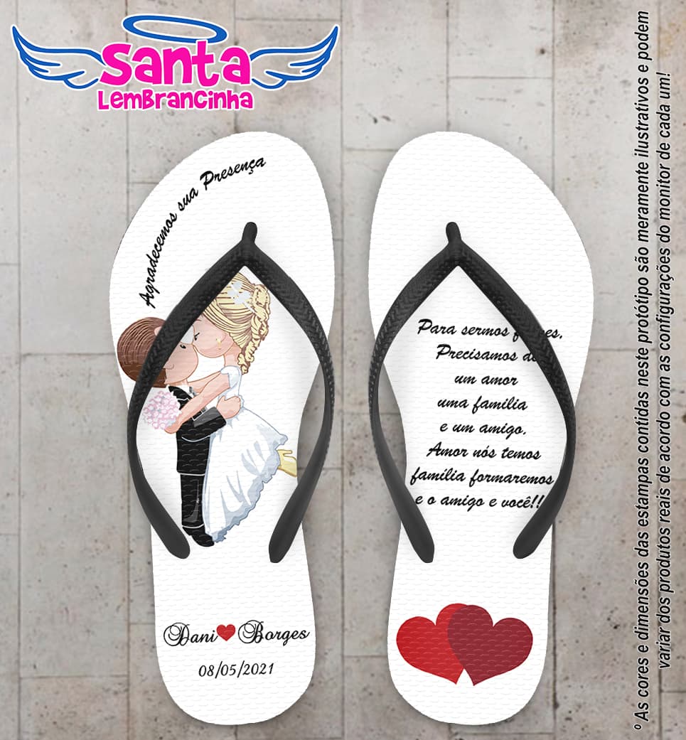 Chinelo Casamento Noivinhos Personalizado COD 10258